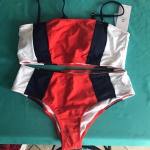CupShe Tricolor Bandeau Swimsuit